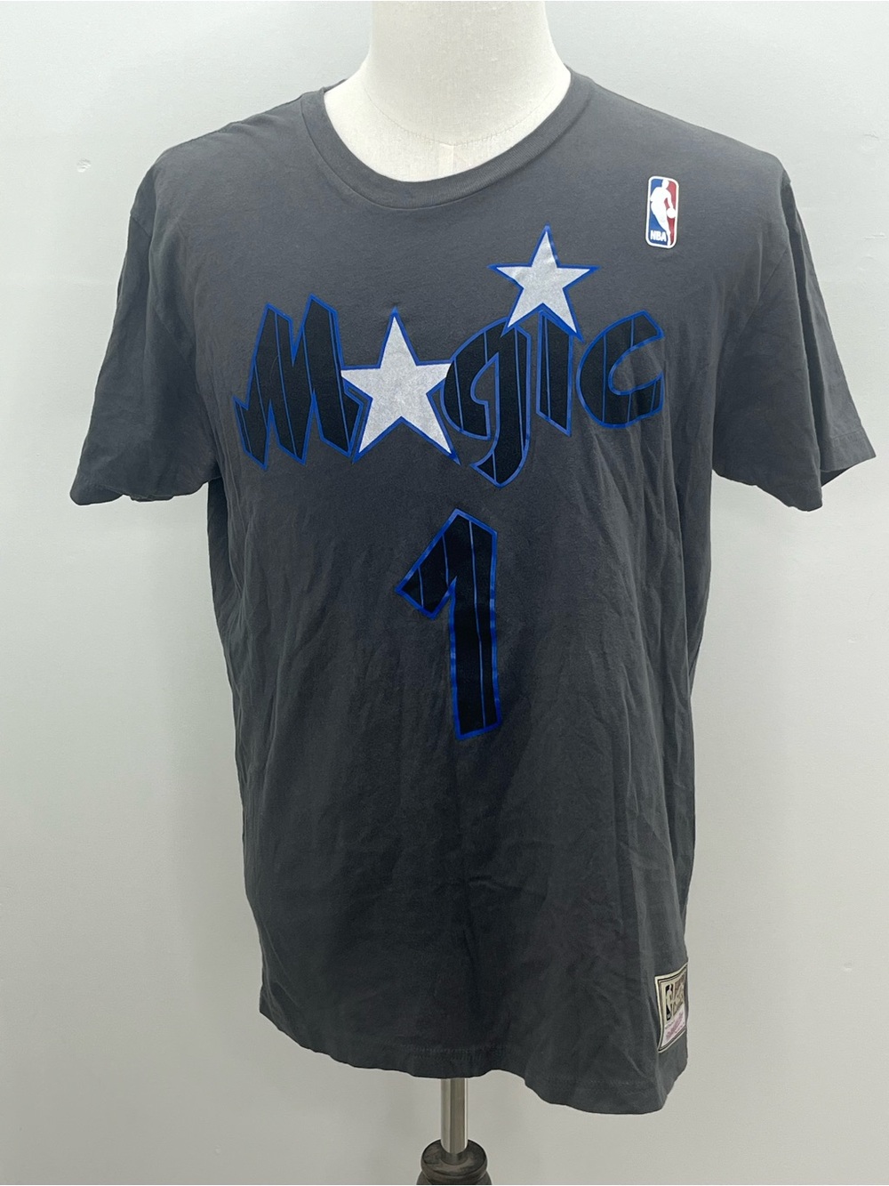 Mitchell & Ness Mens Orlando Magic Penny Hardaway 1 Charcoal Gray T-Shirt Large